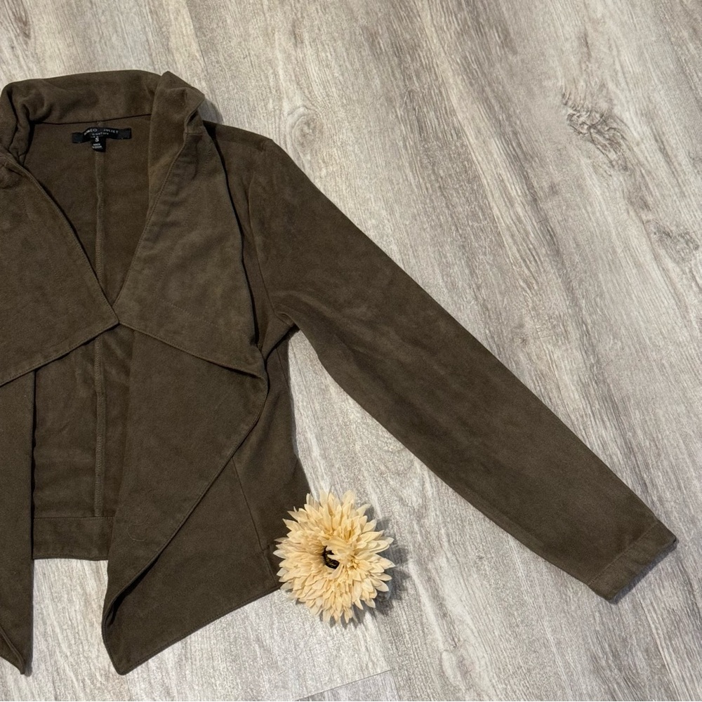 NEW Romeo + Juliet Couture ~ Brown Women's Suede Open Front Jacket ~ Size Small - Picture 5 of 8
